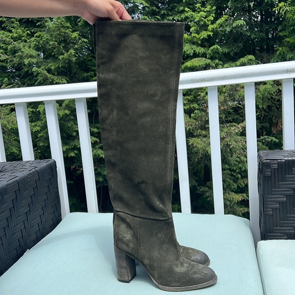 Free People Dakota Over The Knee Boots size 38/7.5 Hunter green - Picture 3 of 11